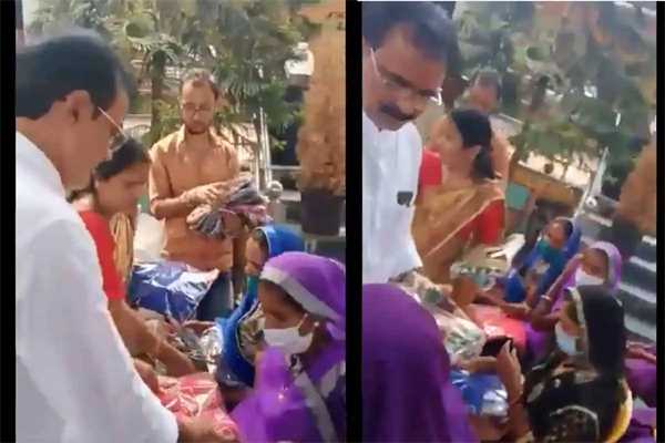 अब मप्र के एक मंत्री का साड़ियां बांटने का वीडियो वायरल